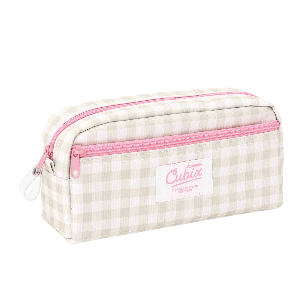 Cubix Pen Case Plaid Beige