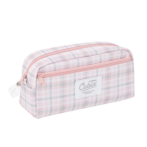 Cubix Pen Case Plaid Pink