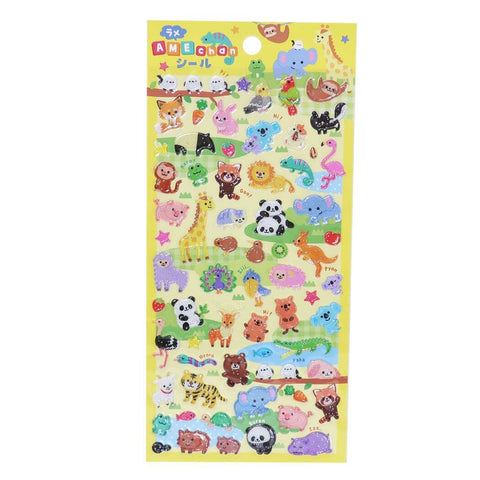 AME chan Zoo Animals 3-D Glitter Sticker Sheet